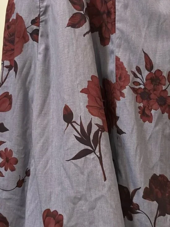 eShakti women's Sz 10 flower print smock waist dress pockets shoulder ties NWOT - Picture 3 of 11